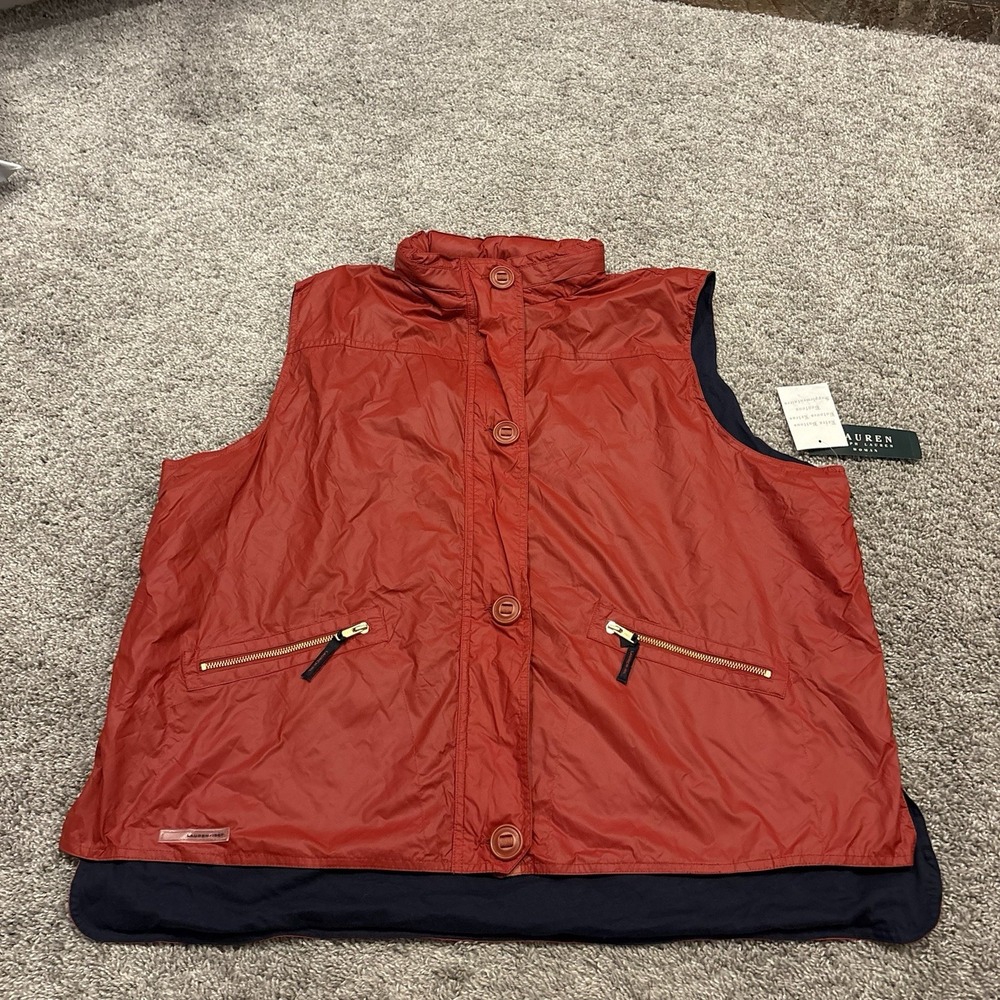 NEW Lauren Ralph Lauren Womens 3X Solid Nylon Vest Red Jacket 53 19-CT 1967 $128